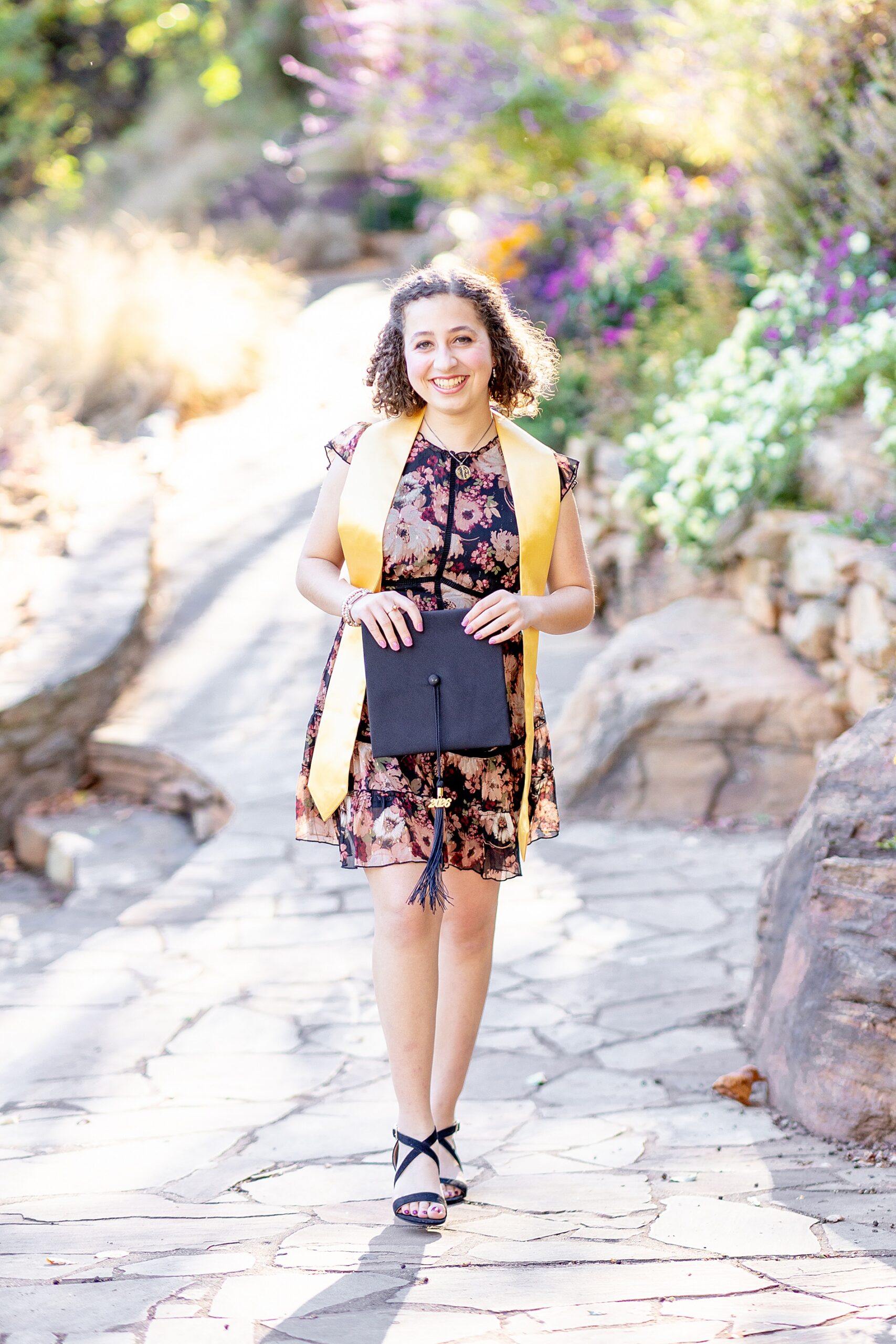 cap and gown photos from Falls Park Senior Session