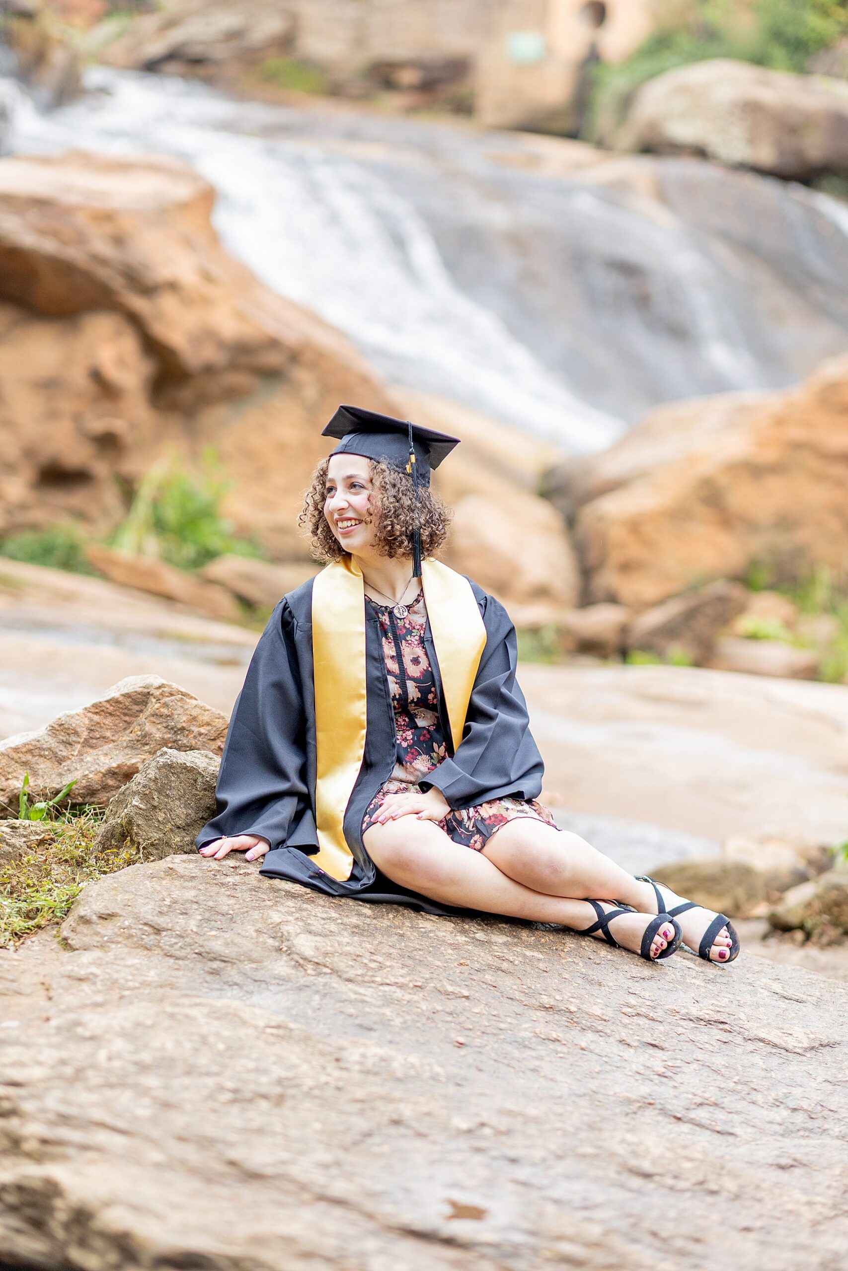 cap and gown photos at Falls Park