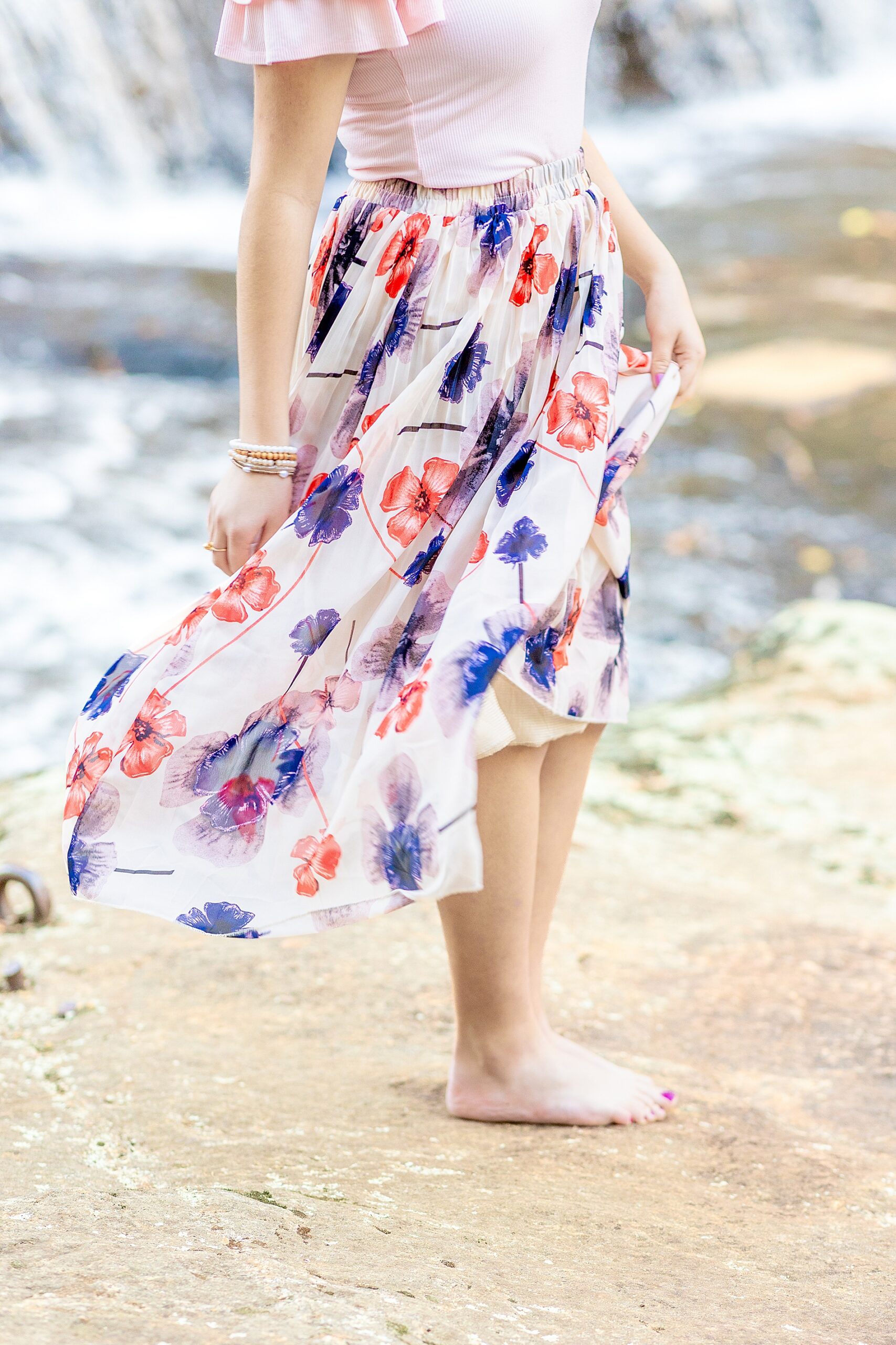 senior girl in floral dress