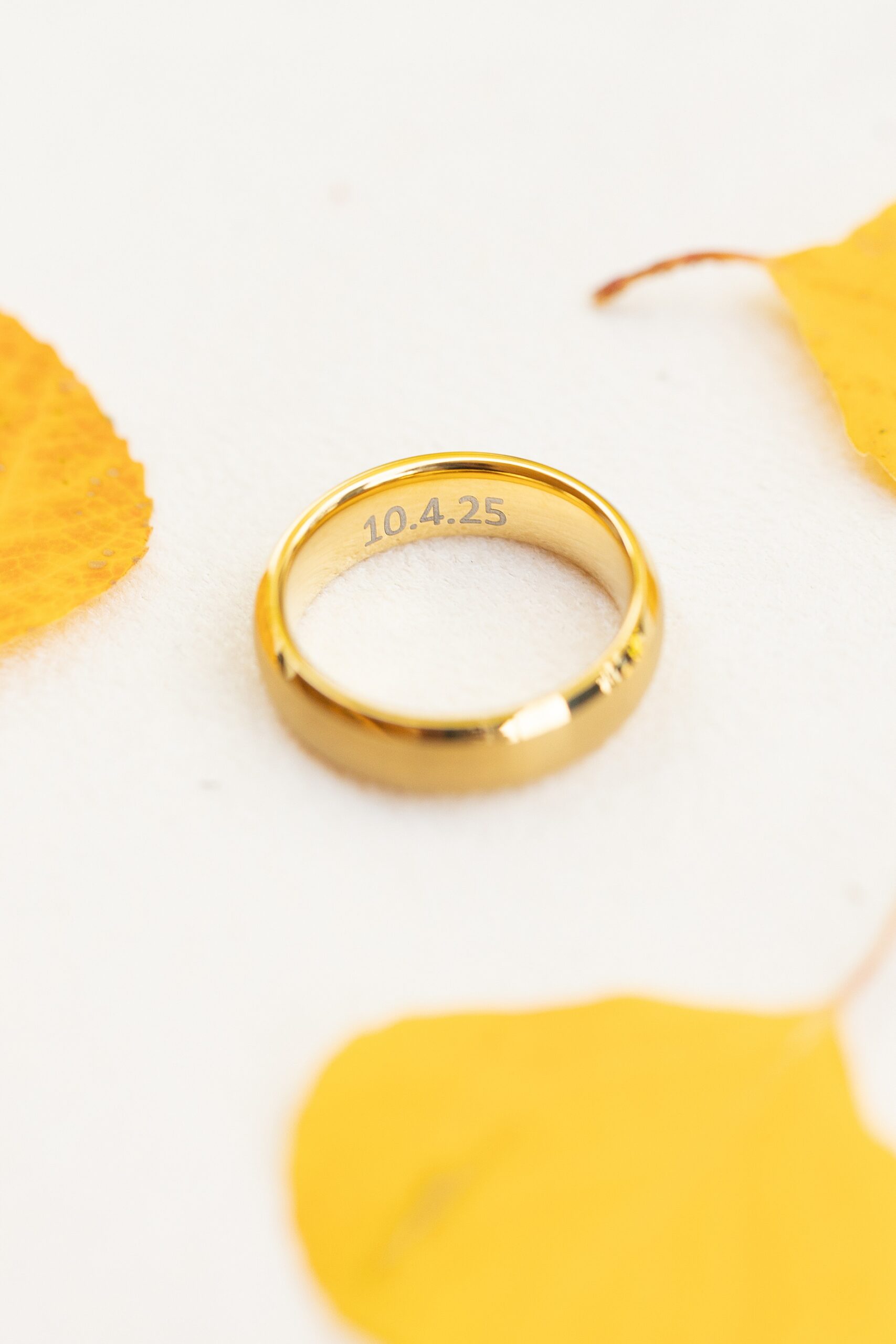 engraved wedding ring with date