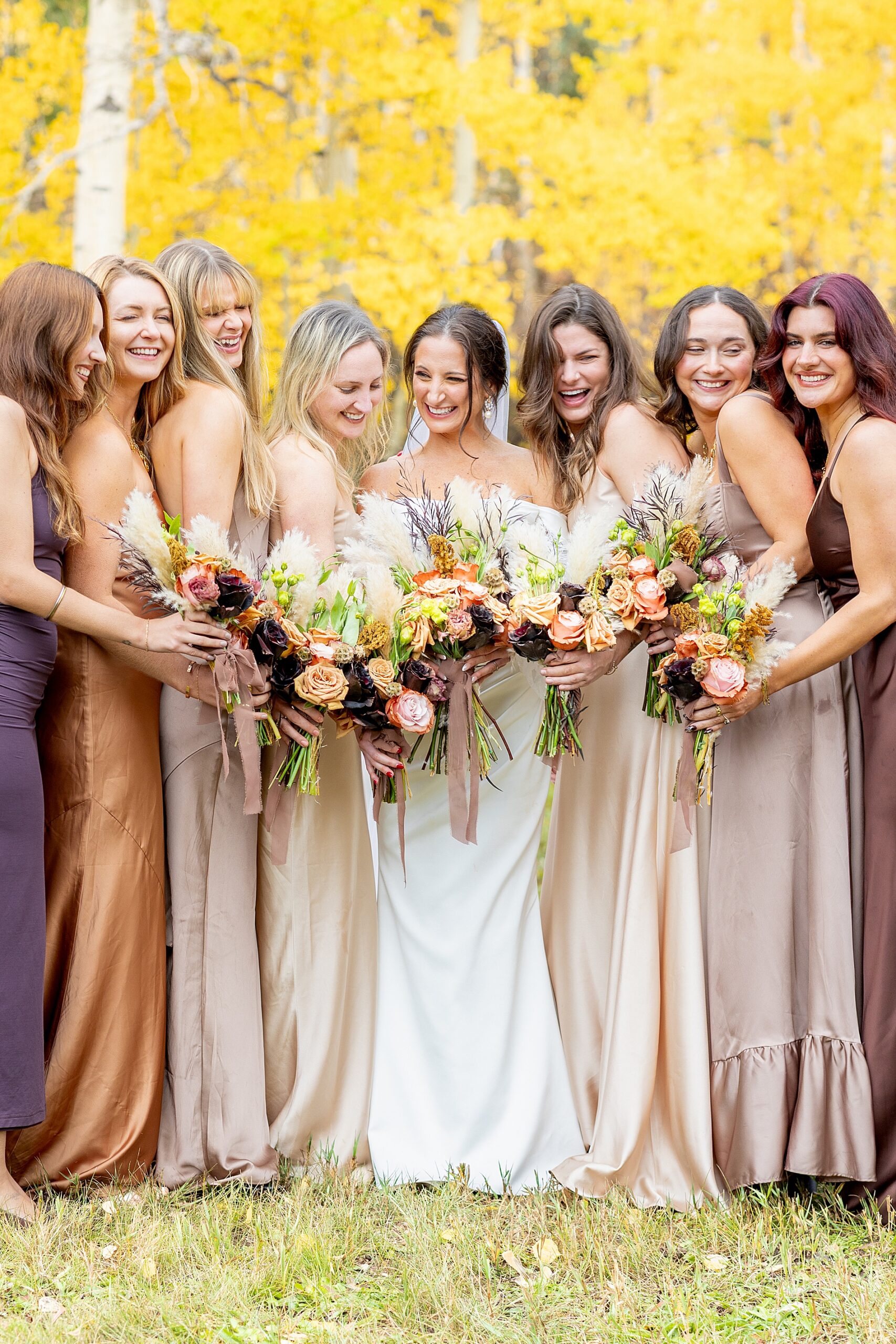 candid bridal party portraits from Colorado Wedding at Beyul Retreat