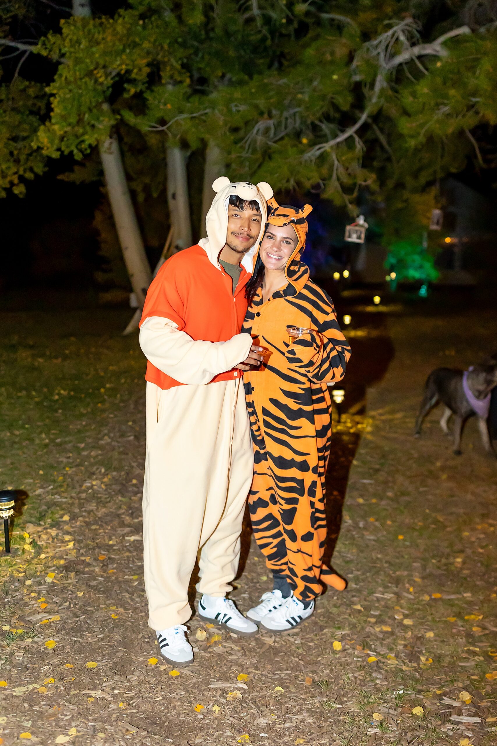 couple dressed up as winnie the pooh and tigger