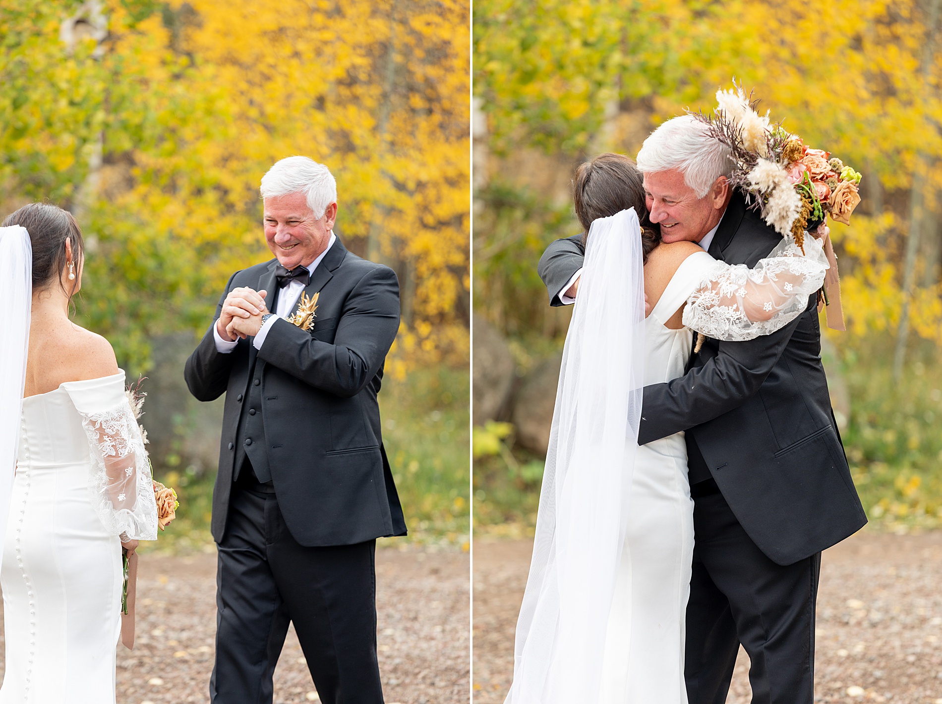 bride's first look with father