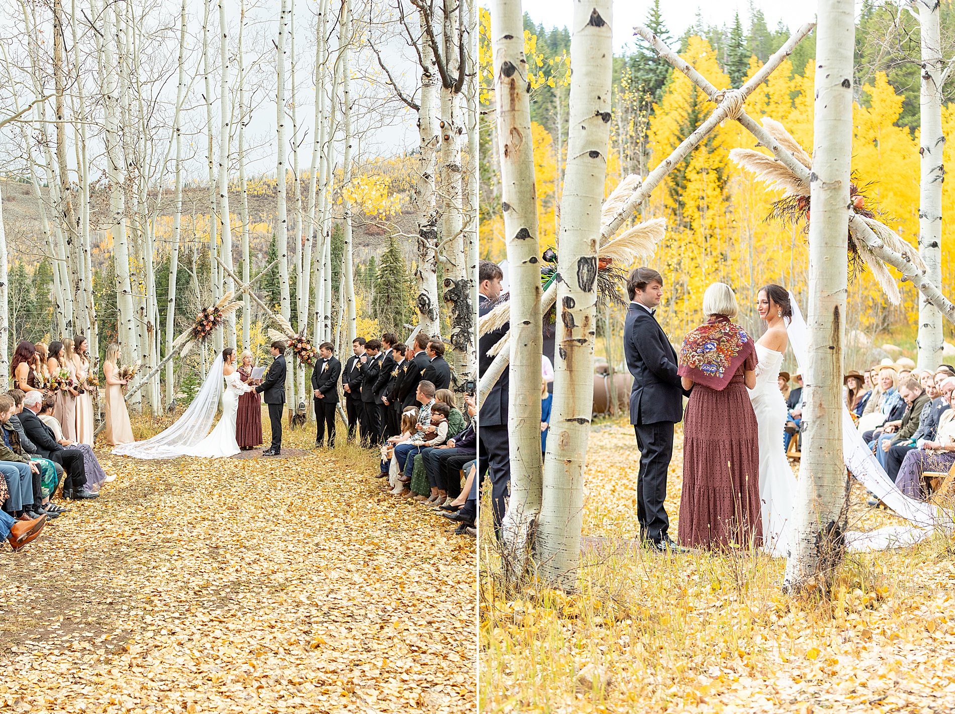 fall wedding ceremony at Beyul Retreat