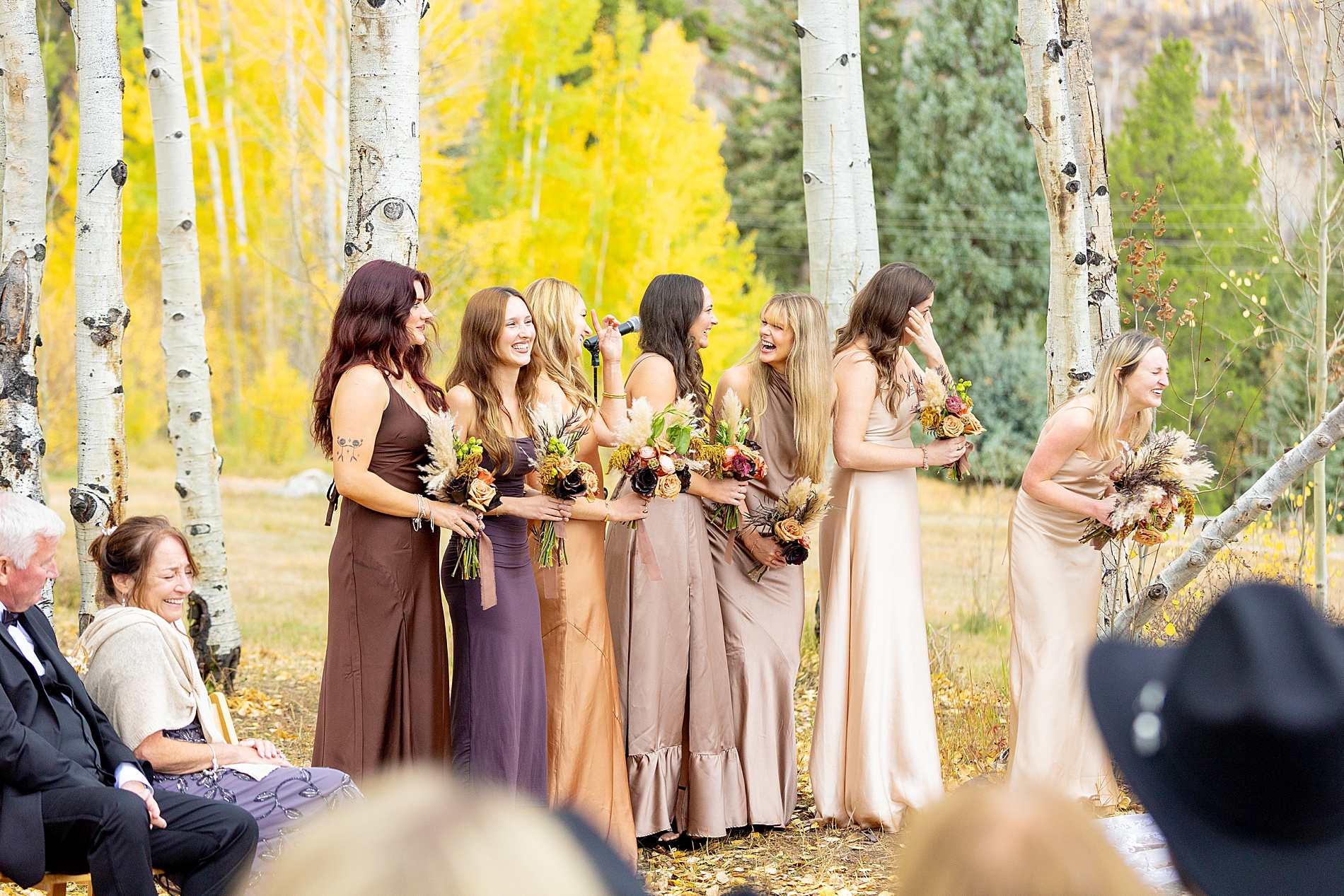 bridesmaids during wedding ceremony