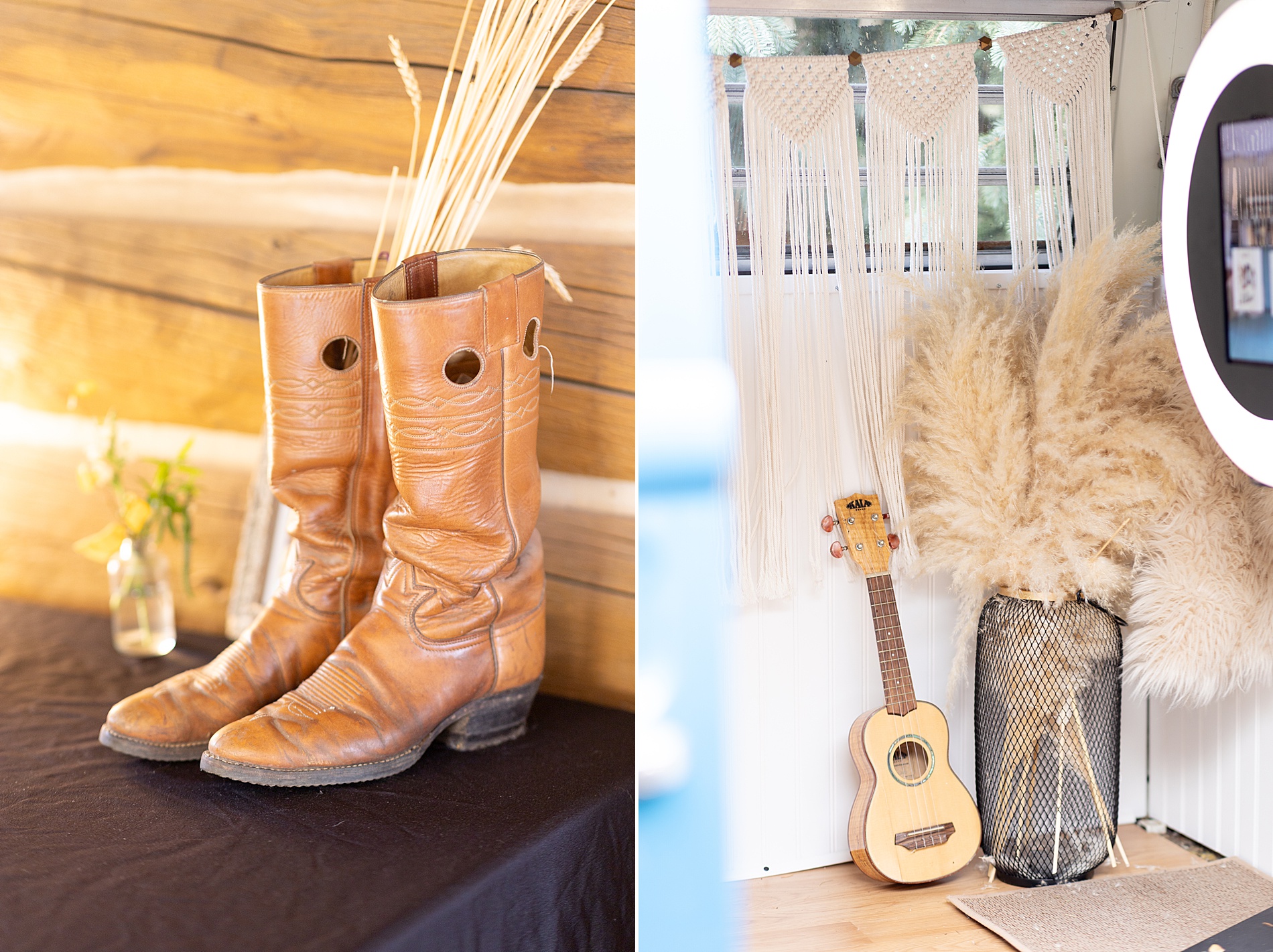western-chic wedding reception details