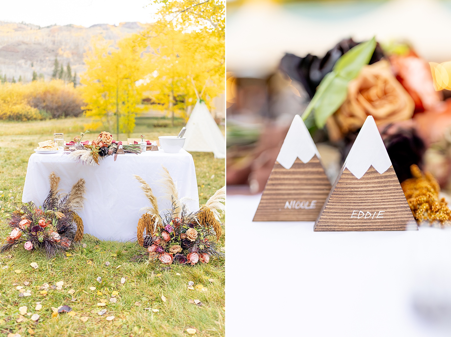 wedding reception details and head table