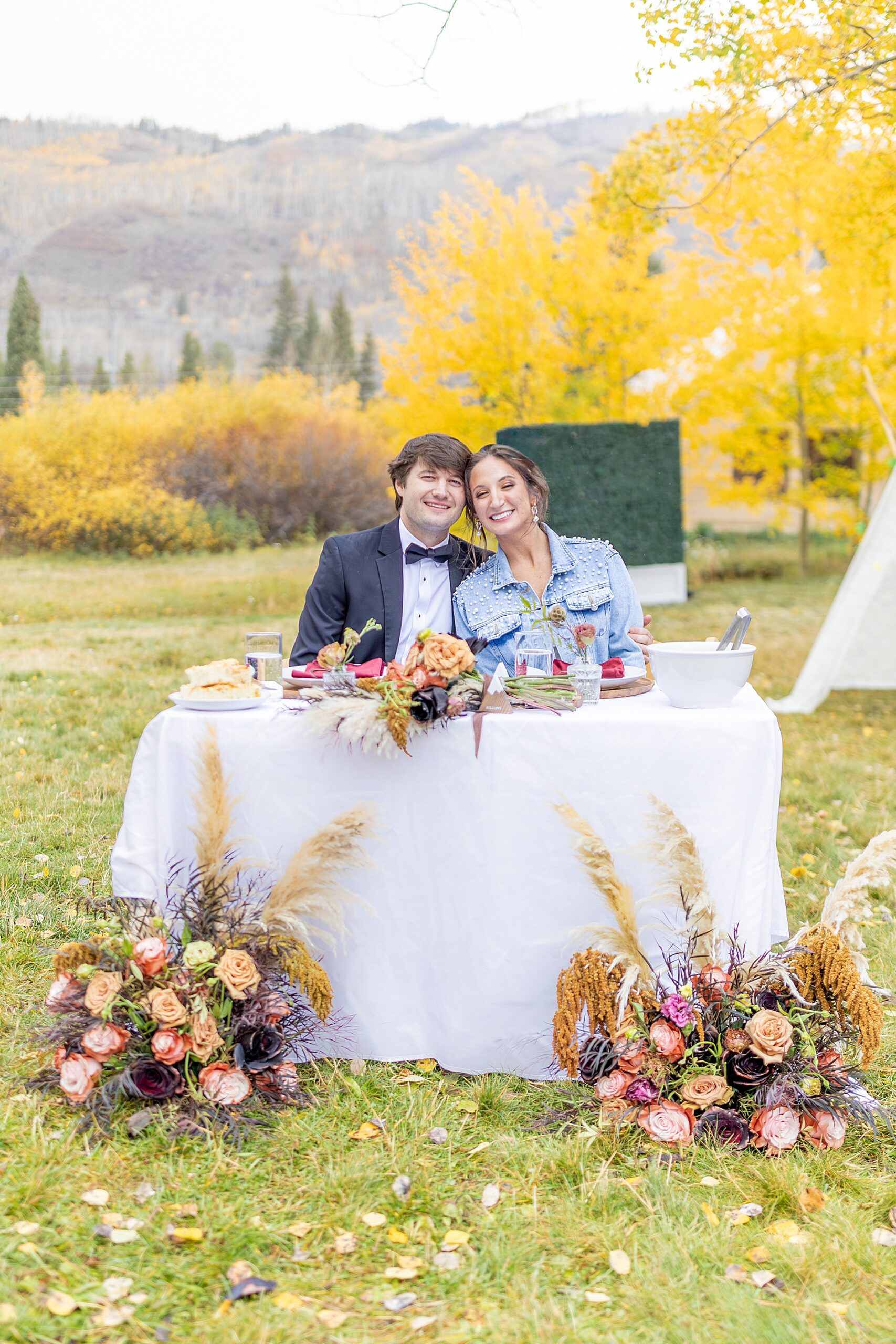 newlyweds at head table