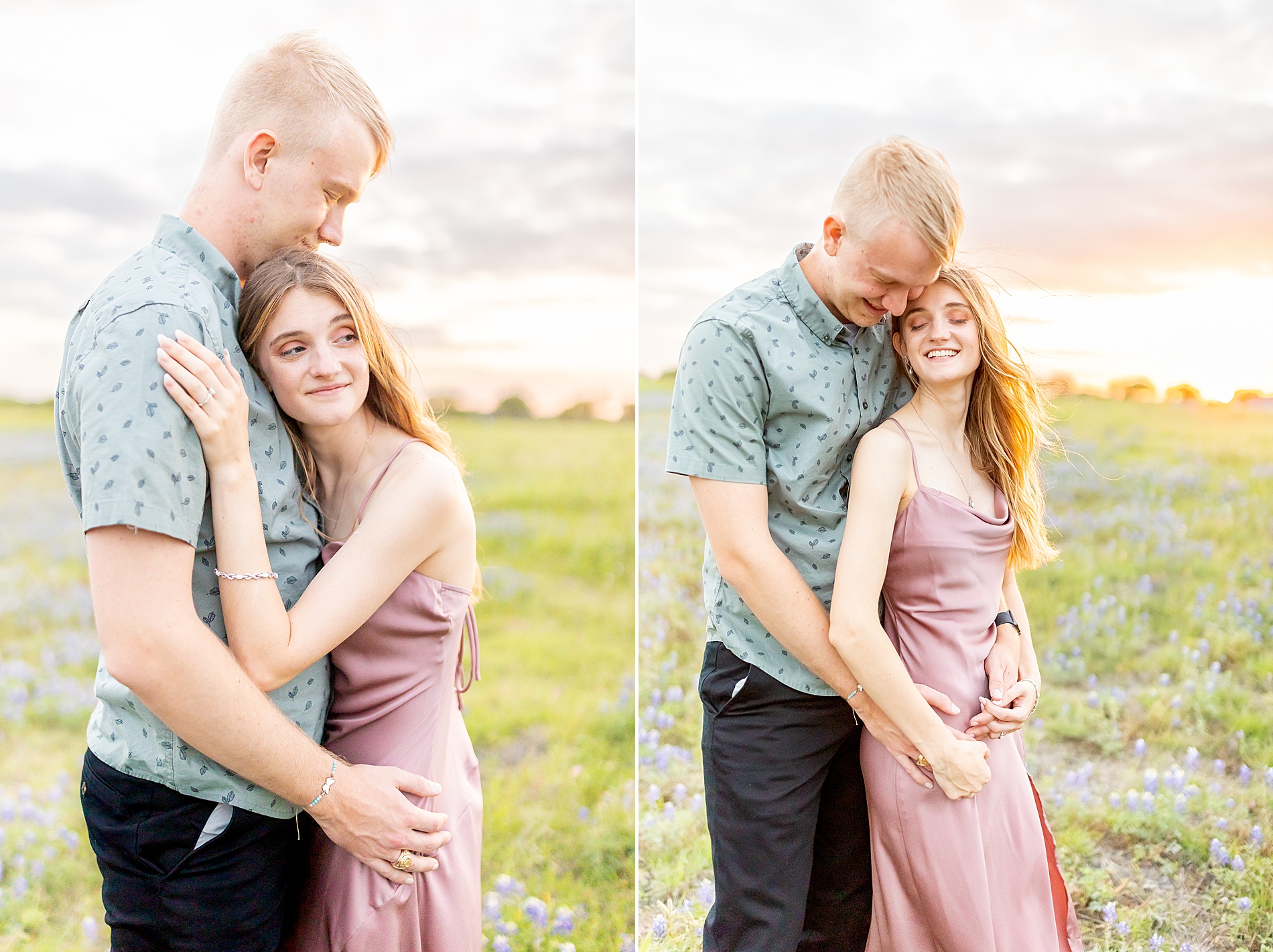 sunset engagement photos in Brenham, TX