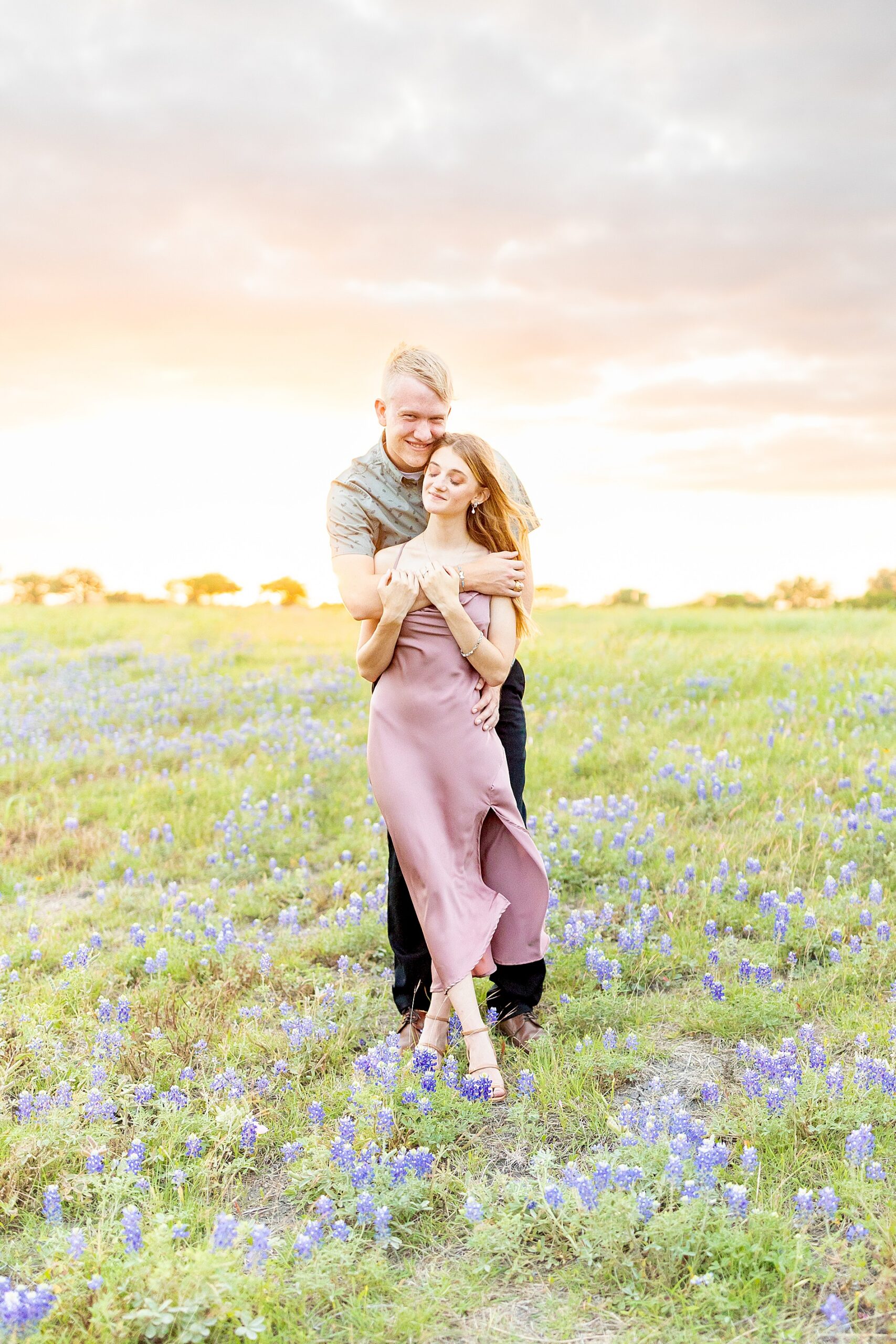 Romantic Texas bluebonnet engagement session in Brenham, TX