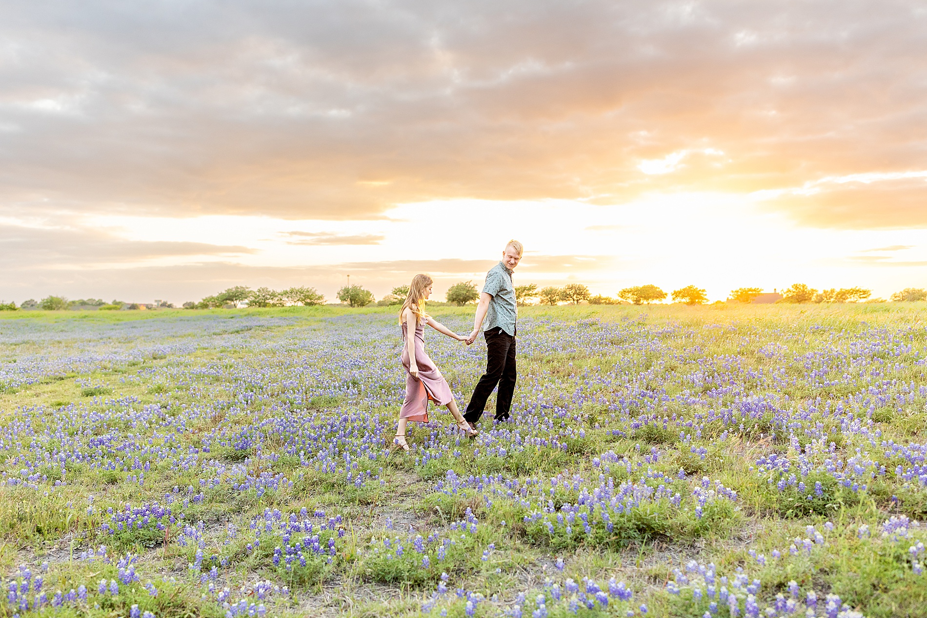 Texas bluebonnet engagement session in Brenham, TX by Houston wedding photographer