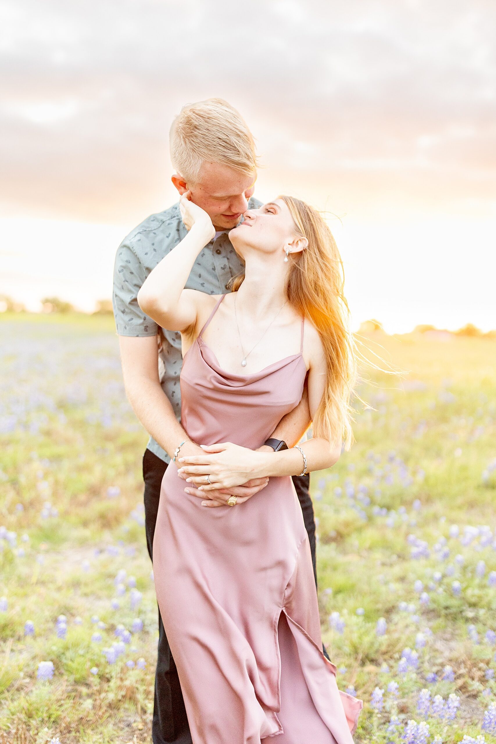 Texas bluebonnet engagement session in Brenham, TX
