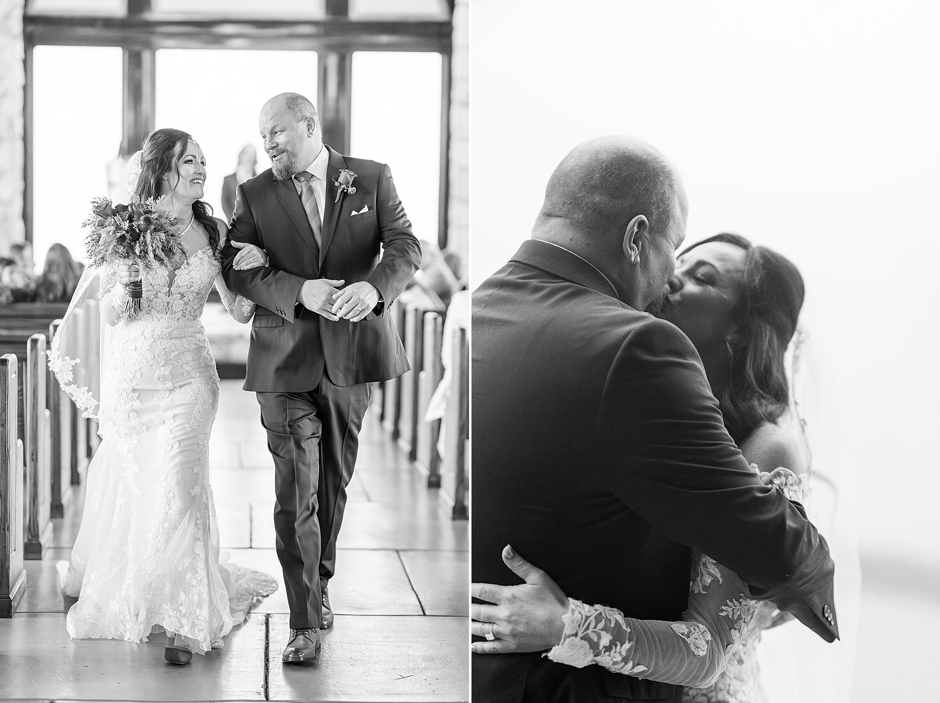 joyful wedding photos of newlyweds exiting chapel