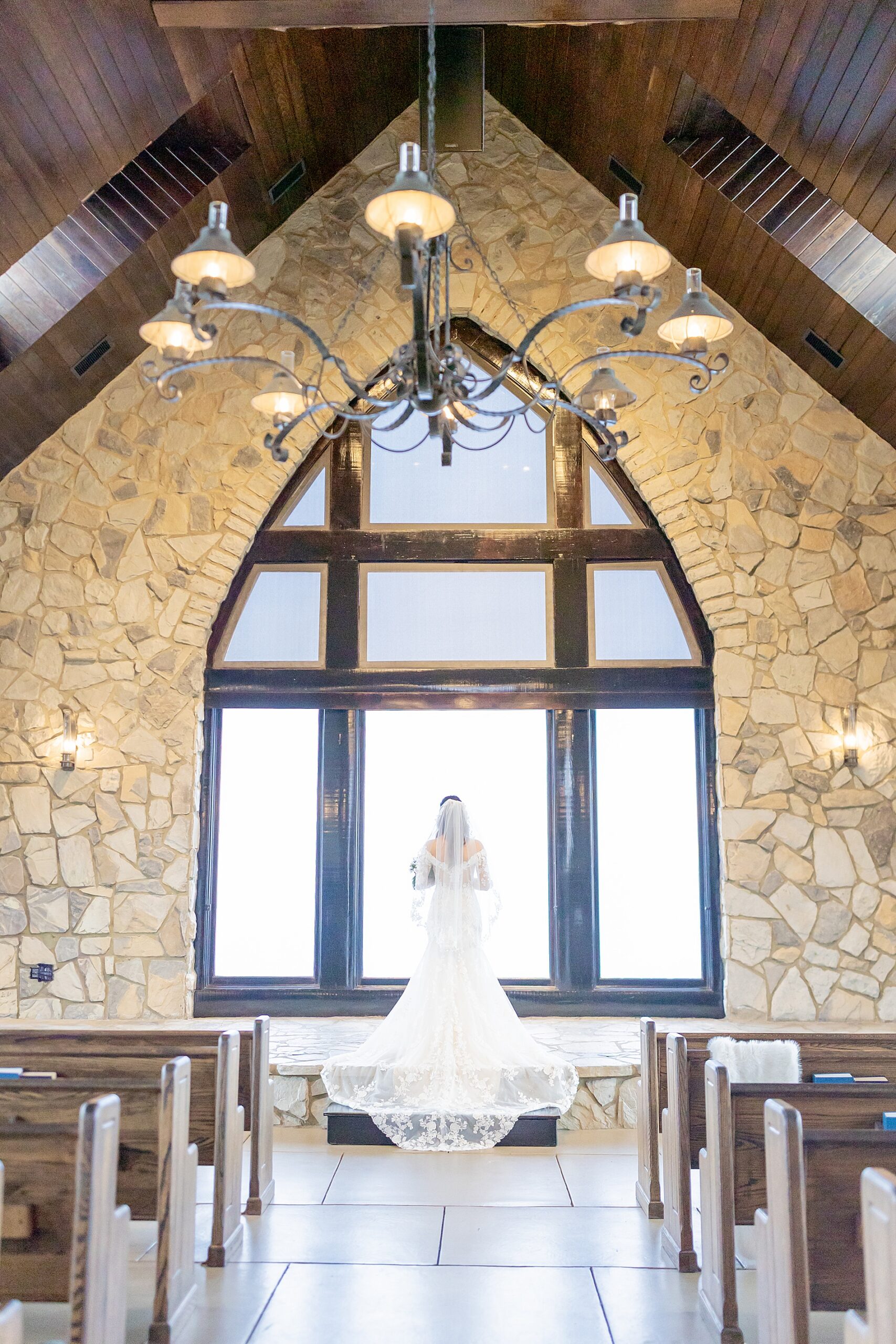 bridal portraits inside chapel