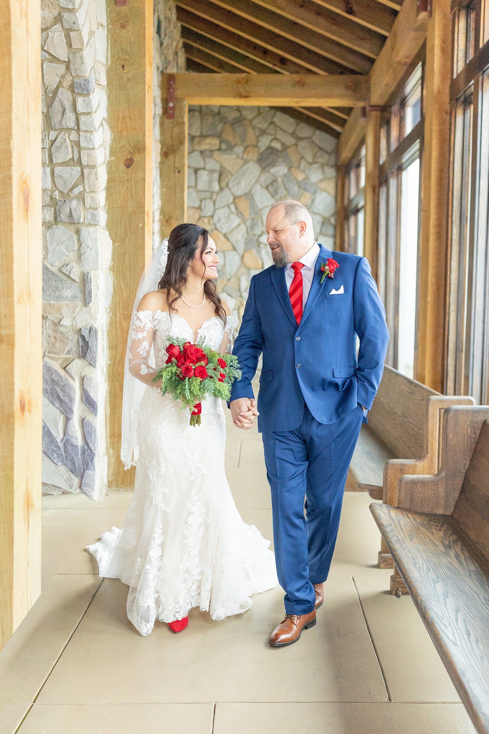 bride and groom portraits from Winter wedding 