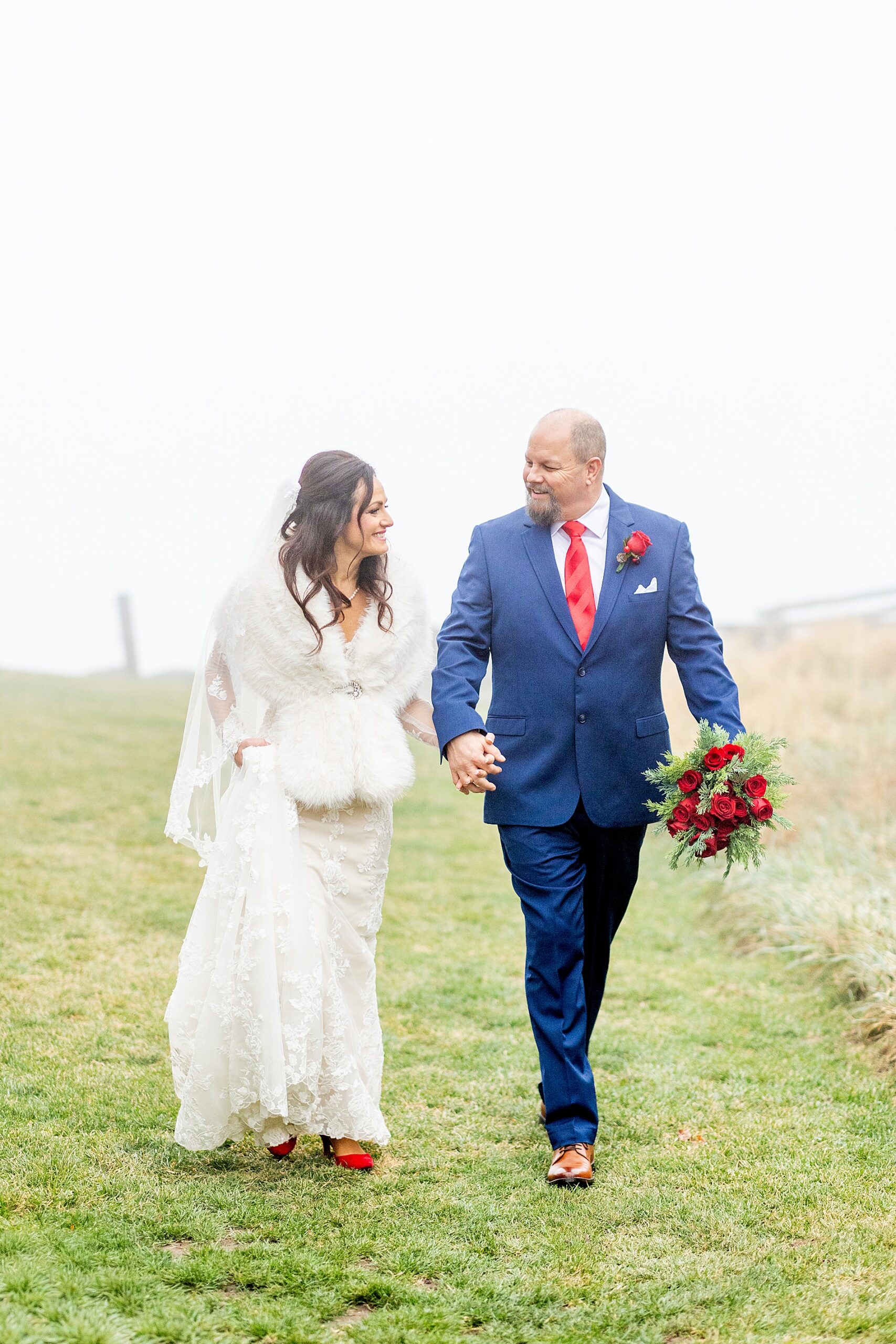 foggy winter wedding morning 