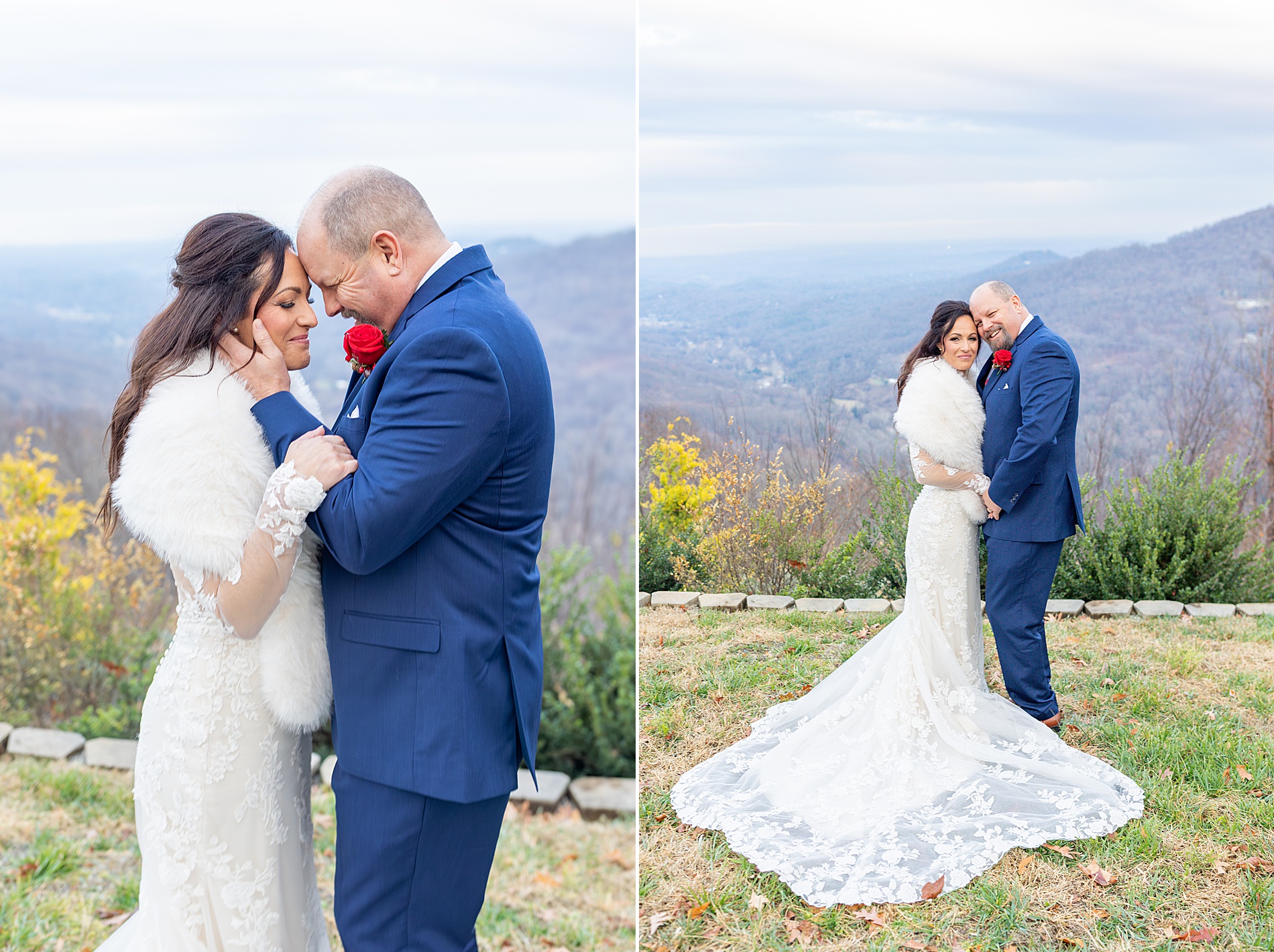 romantic wedding portraits on the Blue Ridge Mountains in Asheville 