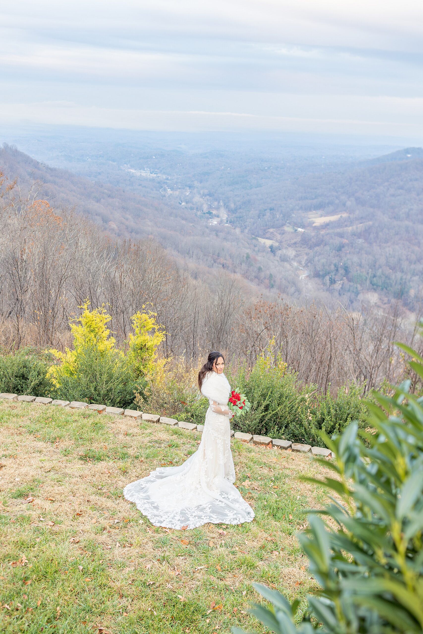 scenic bridal phots on mountaintop