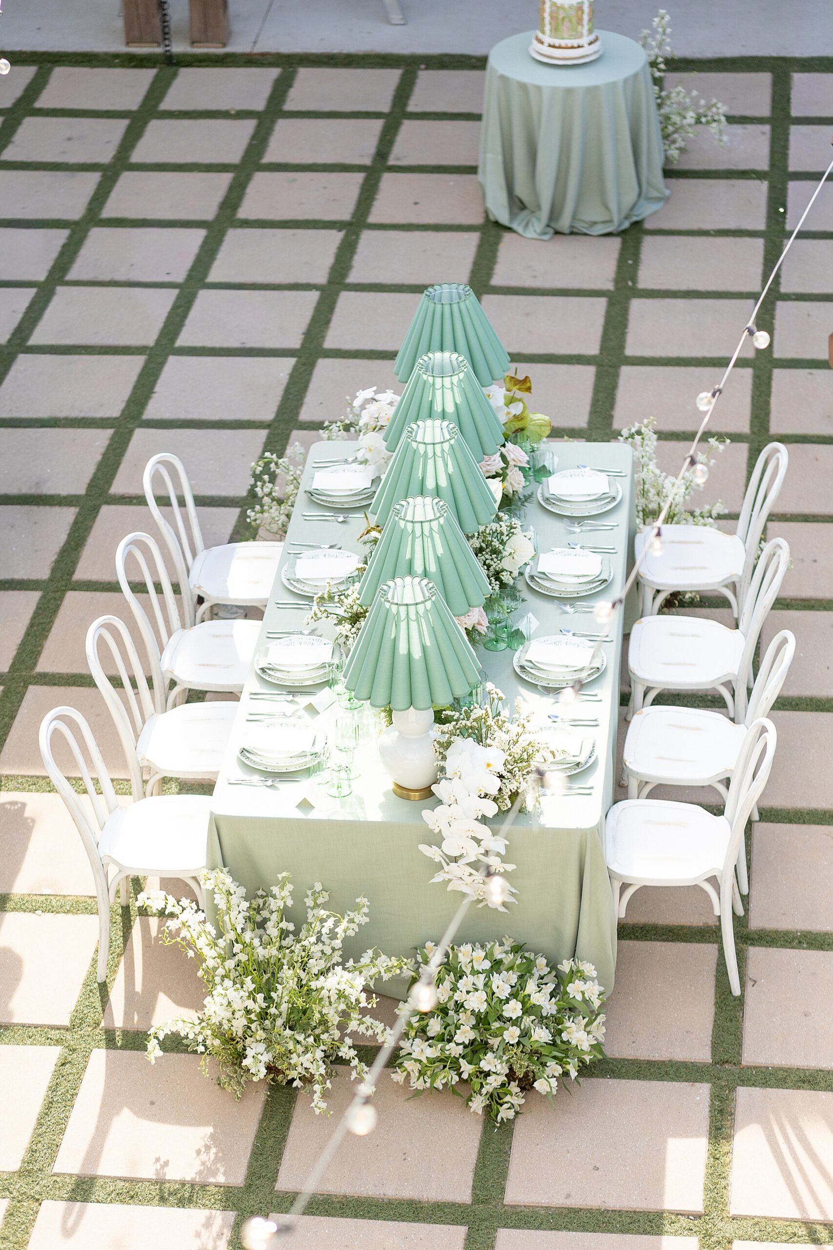 overhead view of reception on patio of The Bradford 