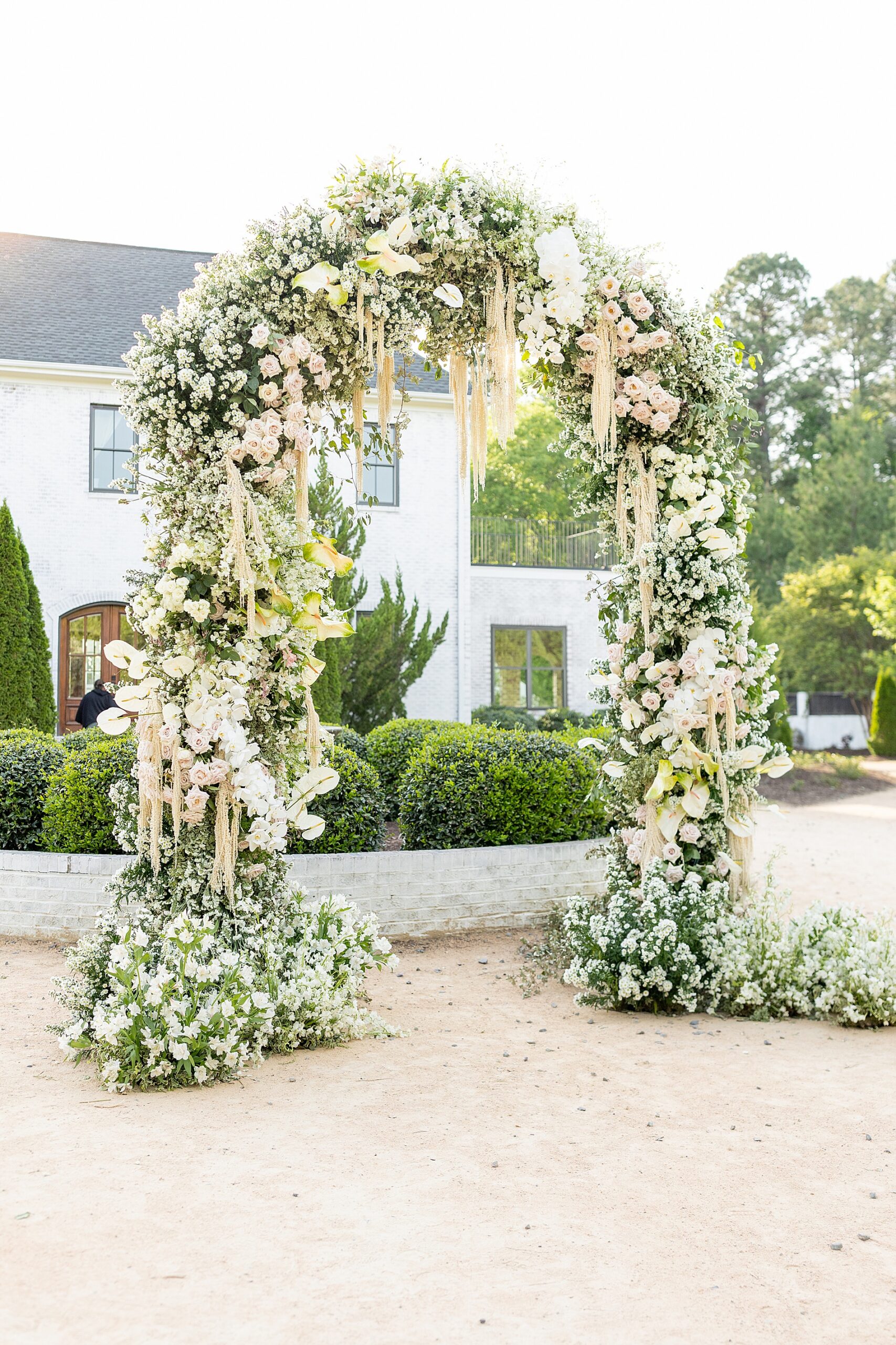 floral arch from outdoor wedding 